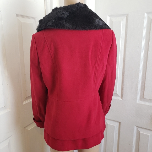 Double Breasted Coat with Faux Fur Trim - Picture 11 of 16